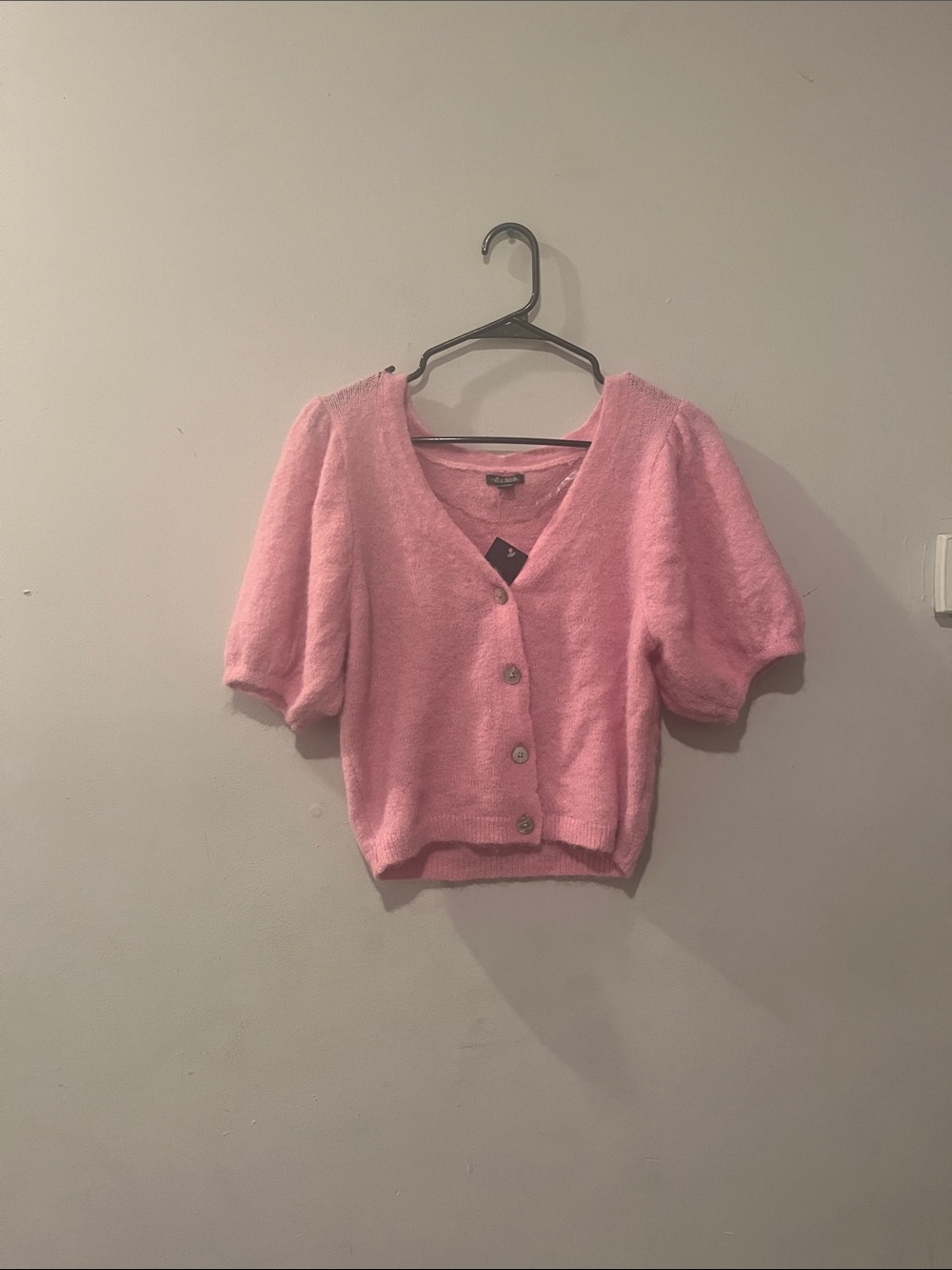 wild fable Pink V-Neck Button Front Fuzzy Sweater